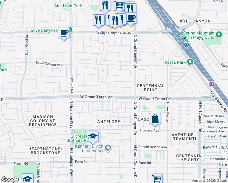 map of restaurants, bars, coffee shops, grocery stores, and more near 9756 Canyon Landing Avenue in Las Vegas