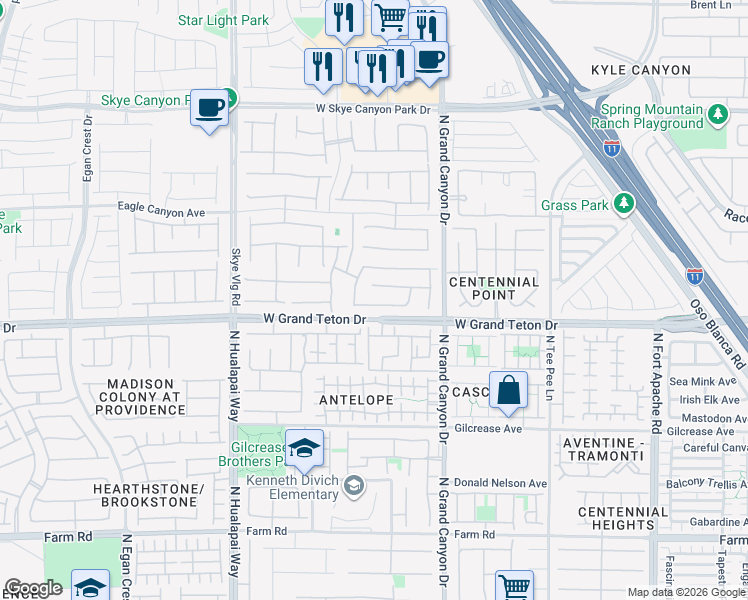 map of restaurants, bars, coffee shops, grocery stores, and more near 9756 Canyon Landing Avenue in Las Vegas