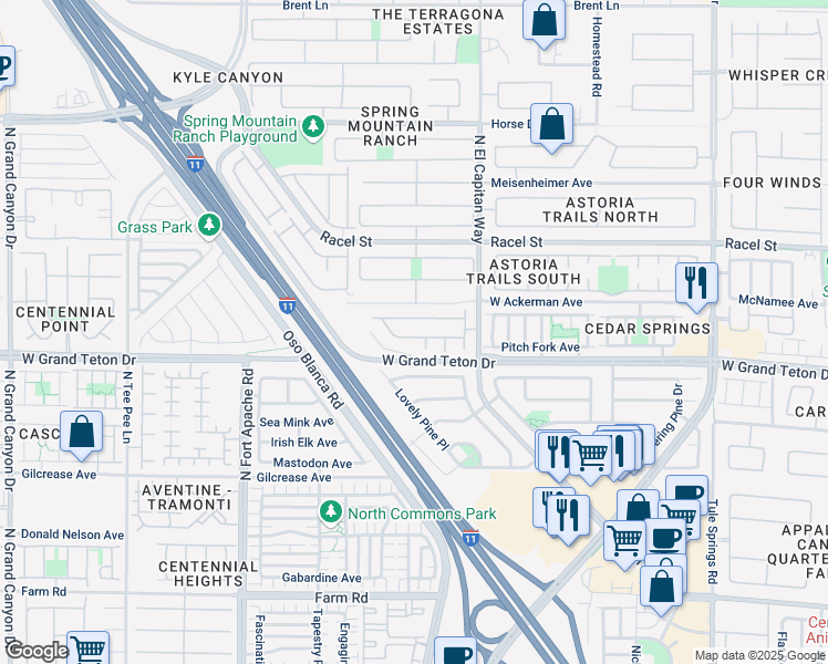 map of restaurants, bars, coffee shops, grocery stores, and more near 8904 Sparkling Creek Avenue in Las Vegas