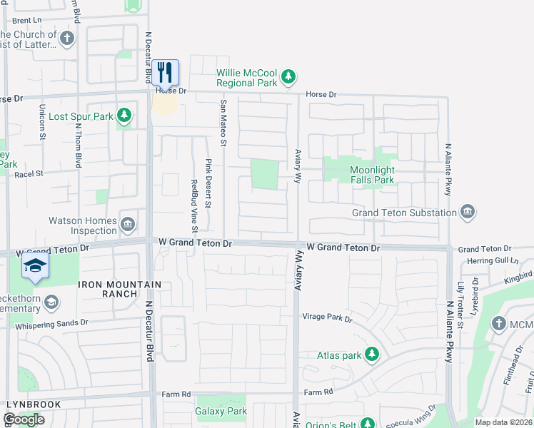 map of restaurants, bars, coffee shops, grocery stores, and more near 4334 Oasis Plains Avenue in North Las Vegas