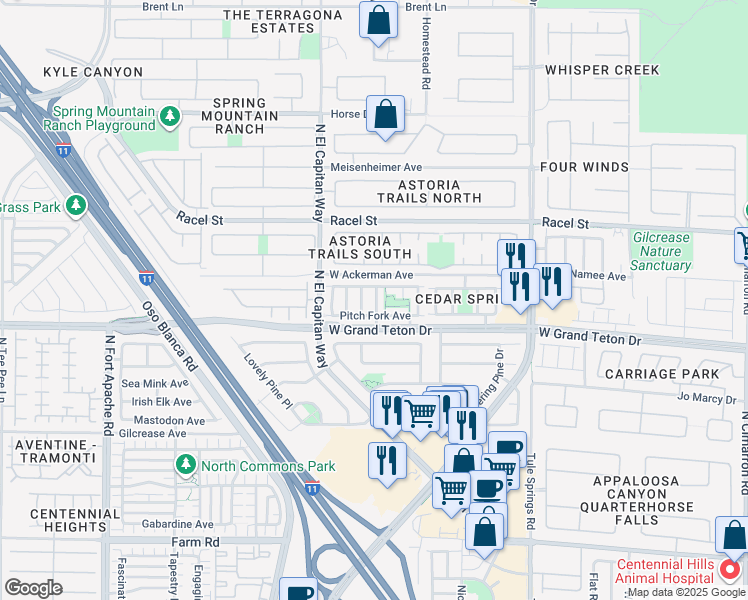 map of restaurants, bars, coffee shops, grocery stores, and more near 8029 Indian Blanket Street in Las Vegas