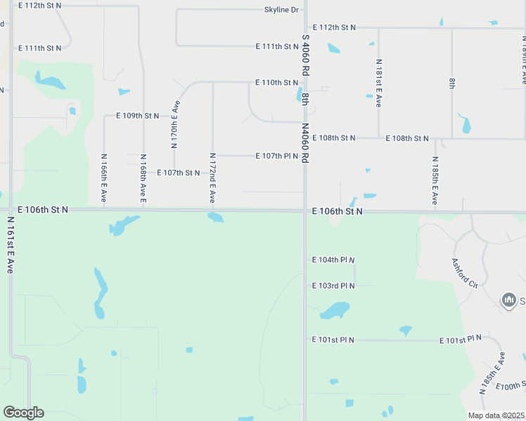 map of restaurants, bars, coffee shops, grocery stores, and more near 12037 E 106th Street North in Owasso
