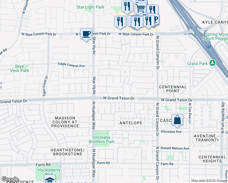 map of restaurants, bars, coffee shops, grocery stores, and more near 9950 Coyote Echo Court in Las Vegas