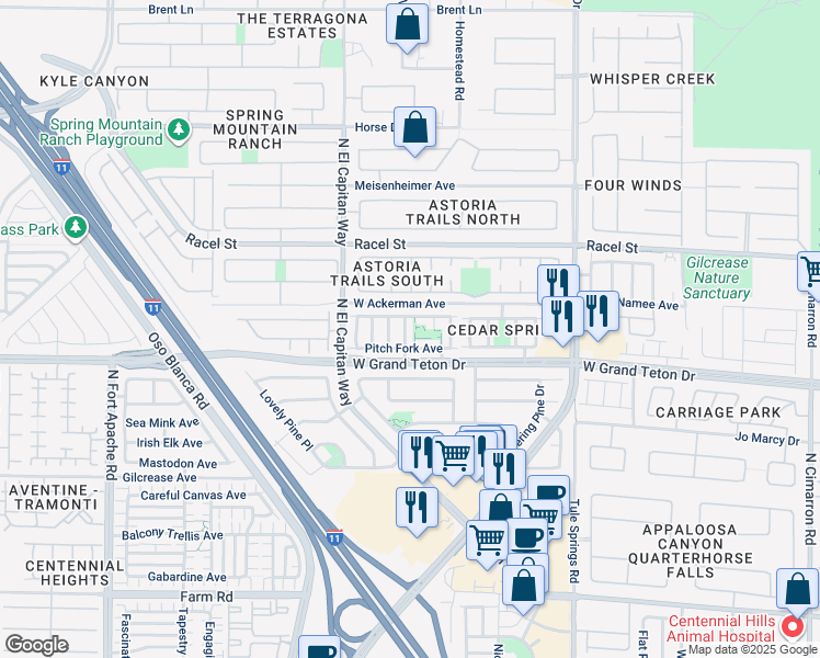 map of restaurants, bars, coffee shops, grocery stores, and more near 8030 Indian Blanket Street in Las Vegas