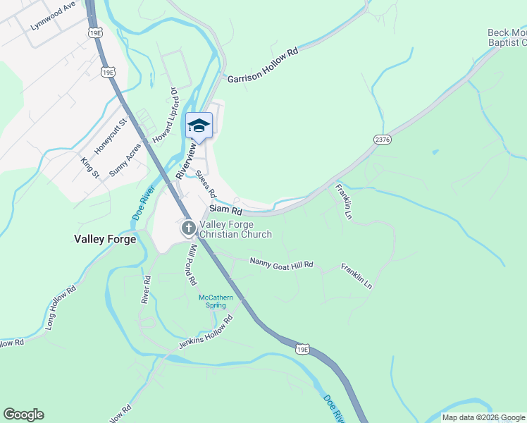 map of restaurants, bars, coffee shops, grocery stores, and more near 3054 Siam Road in Elizabethton
