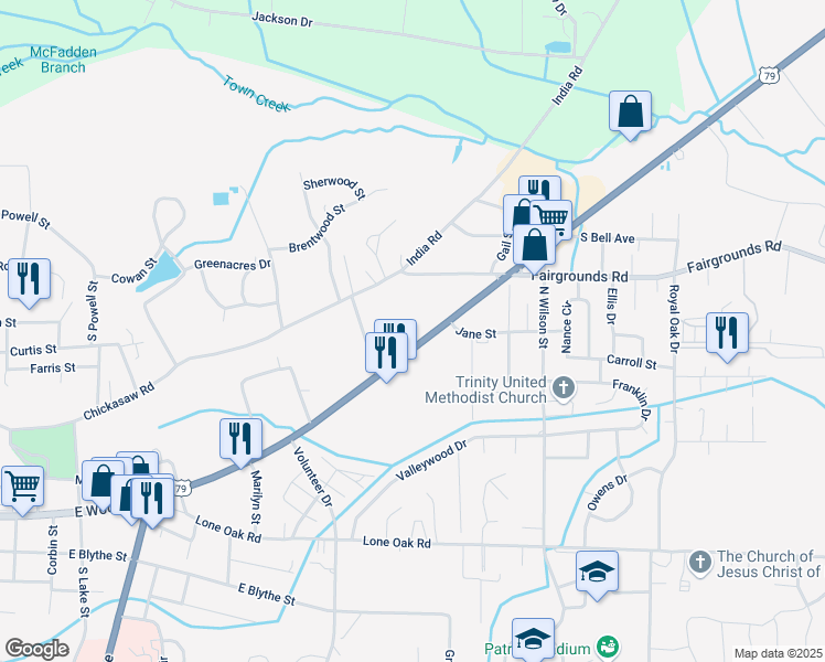 map of restaurants, bars, coffee shops, grocery stores, and more near 1310 East Wood Street in Paris