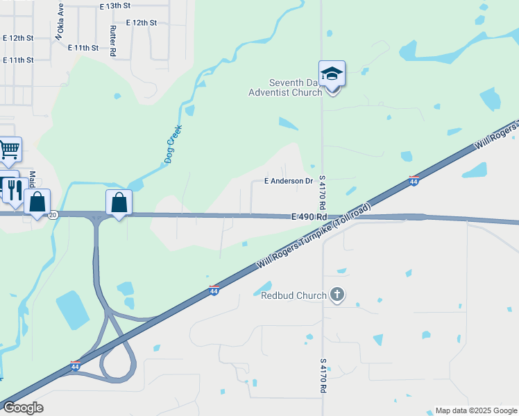 map of restaurants, bars, coffee shops, grocery stores, and more near 13777 Oklahoma 20 in Claremore