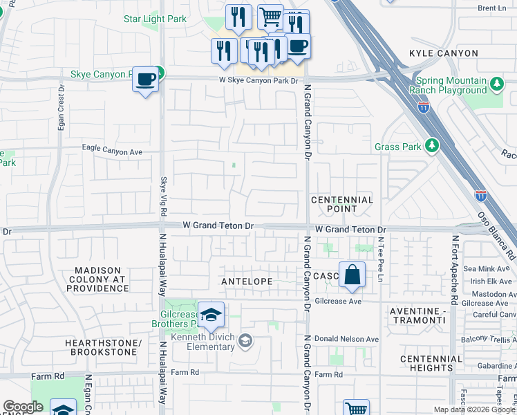 map of restaurants, bars, coffee shops, grocery stores, and more near 9723 Treeline Run Ave in Las Vegas