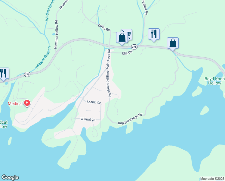 map of restaurants, bars, coffee shops, grocery stores, and more near 137 White Lane in Bean Station