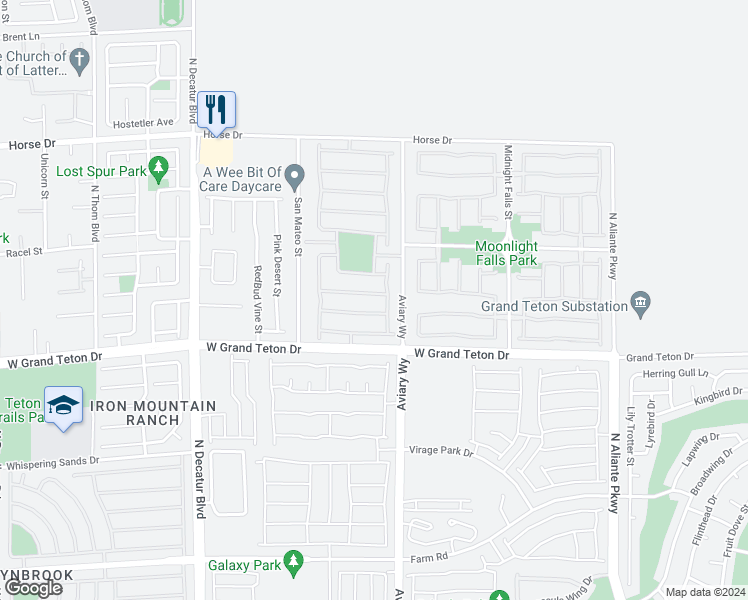 map of restaurants, bars, coffee shops, grocery stores, and more near 4323 Oasis Hill Avenue in North Las Vegas