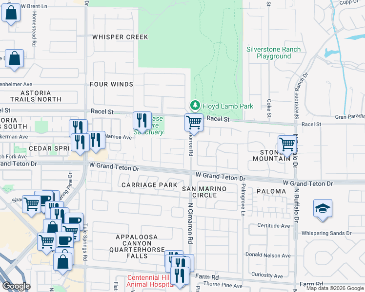 map of restaurants, bars, coffee shops, grocery stores, and more near 8108 Walnut Roast Way in Las Vegas