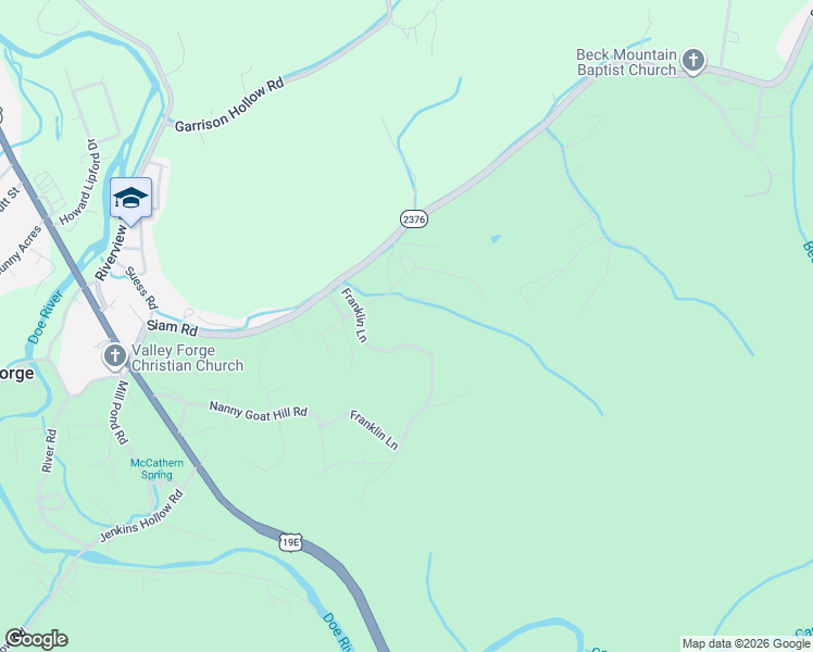 map of restaurants, bars, coffee shops, grocery stores, and more near 206 Franklin Ln in Elizabethton