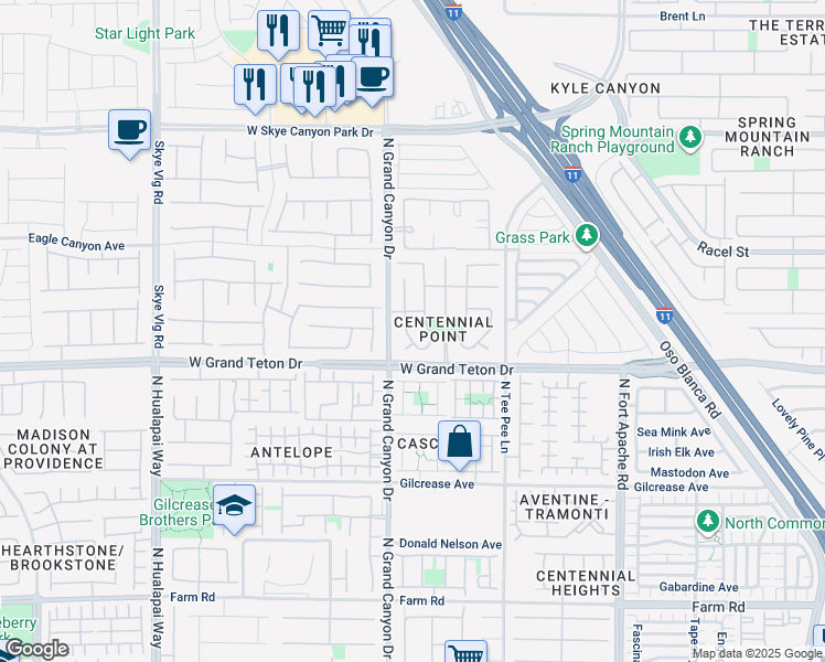 map of restaurants, bars, coffee shops, grocery stores, and more near 8048 Caspian Moon Drive in Las Vegas