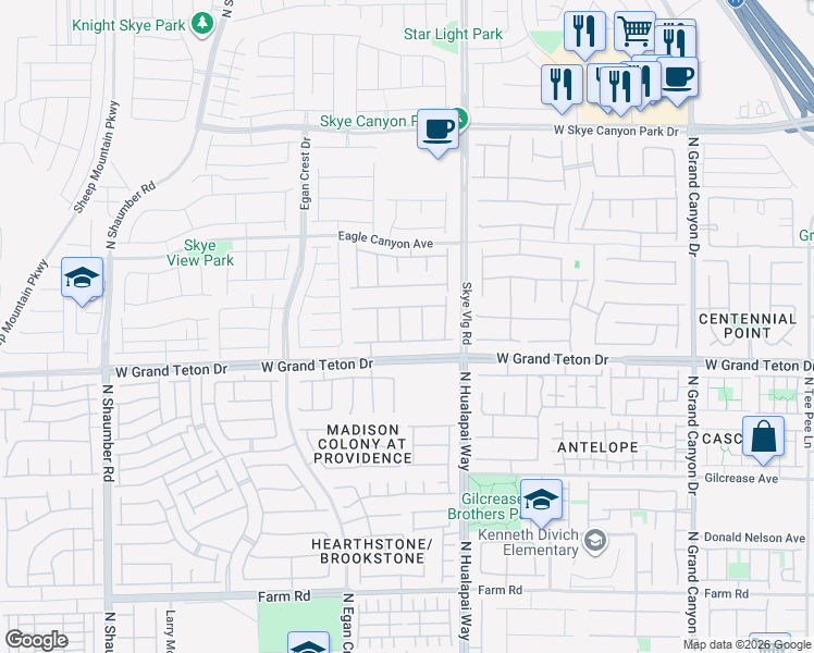 map of restaurants, bars, coffee shops, grocery stores, and more near 8058 Big Skye Ranch Street in Las Vegas