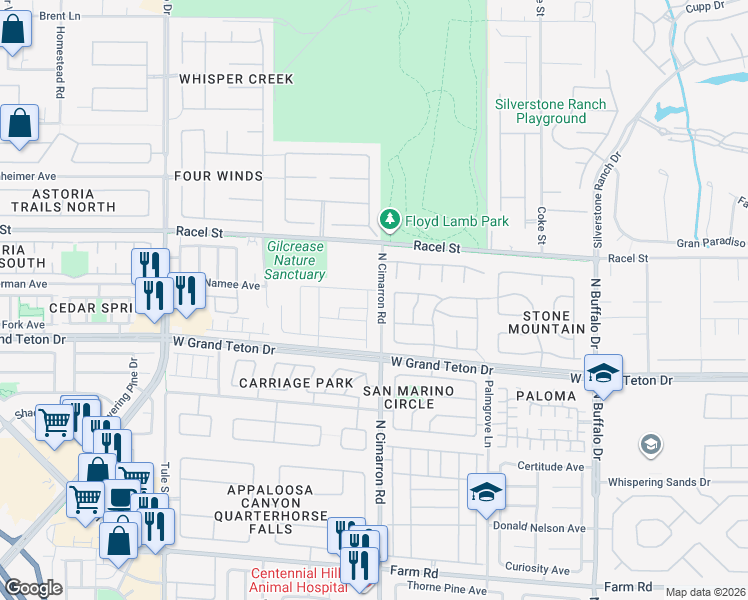 map of restaurants, bars, coffee shops, grocery stores, and more near 8040 Pandur Street in Las Vegas