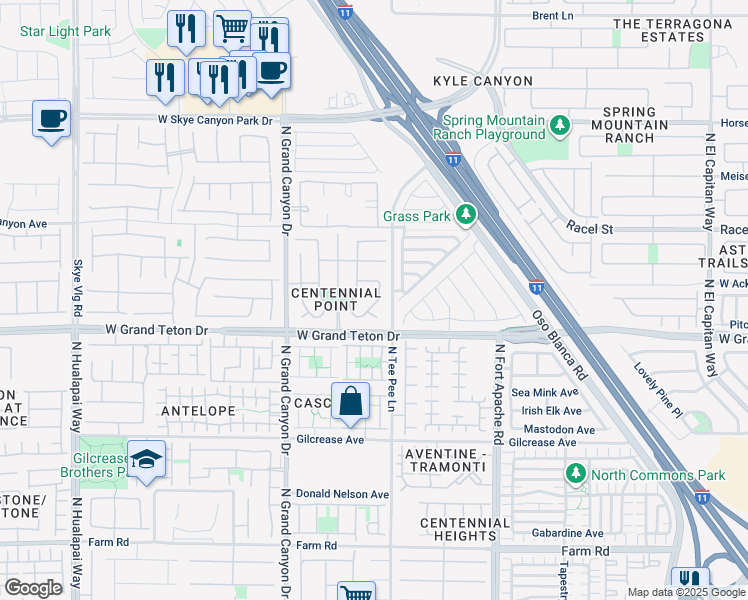 map of restaurants, bars, coffee shops, grocery stores, and more near 8049 Farthings Hill Drive in Las Vegas