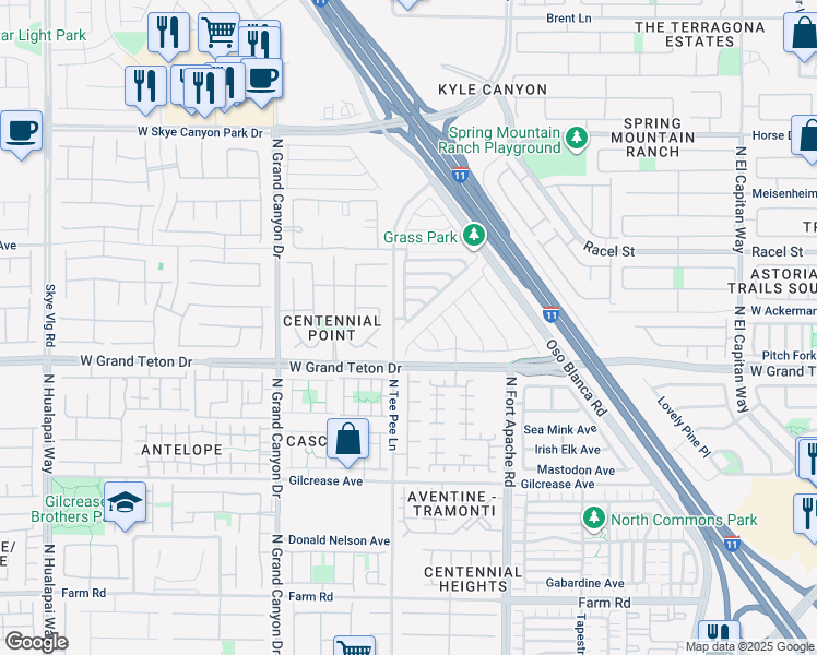 map of restaurants, bars, coffee shops, grocery stores, and more near 8044 Satin Carnation Lane in Las Vegas
