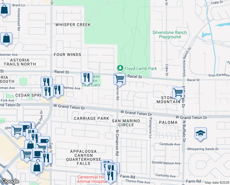 map of restaurants, bars, coffee shops, grocery stores, and more near 8040 Pandur Street in Las Vegas