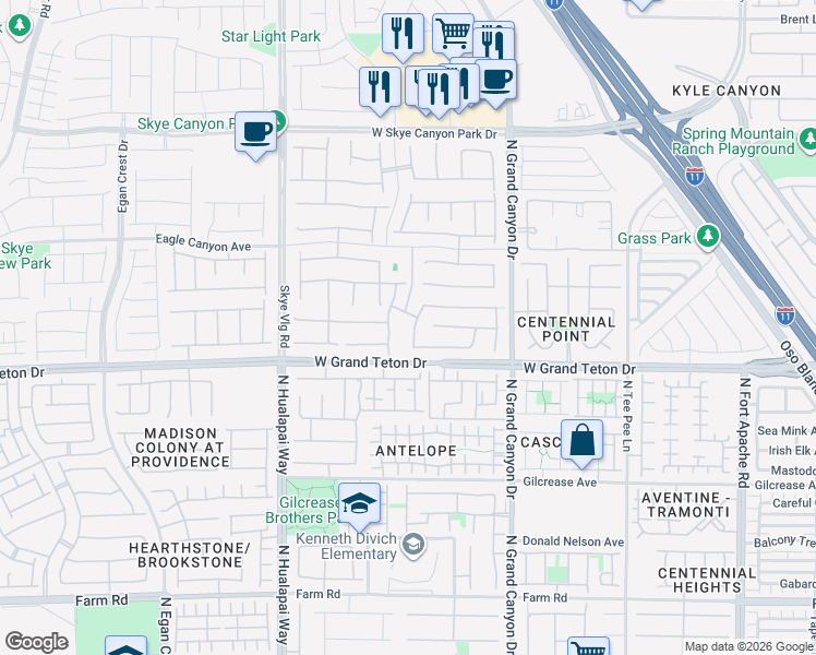 map of restaurants, bars, coffee shops, grocery stores, and more near 8049 Red Rock Crest in Las Vegas