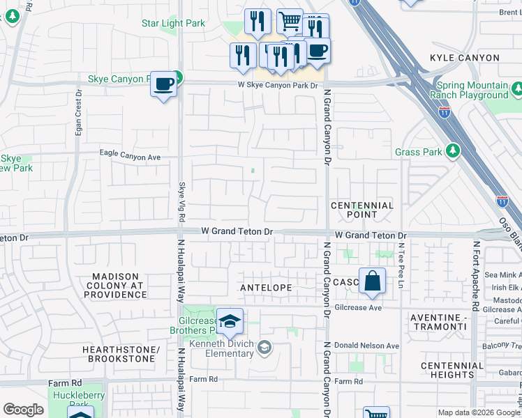 map of restaurants, bars, coffee shops, grocery stores, and more near 8049 Red Rock Crest in Las Vegas