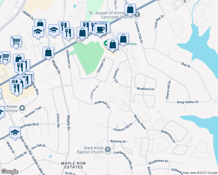 map of restaurants, bars, coffee shops, grocery stores, and more near 108 Eldorado Court in Hendersonville