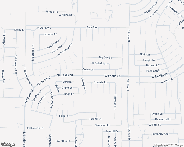 map of restaurants, bars, coffee shops, grocery stores, and more near 1380 West Leslie Street in Pahrump