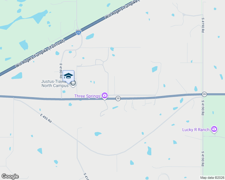 map of restaurants, bars, coffee shops, grocery stores, and more near 15279 East 490 Road in Claremore