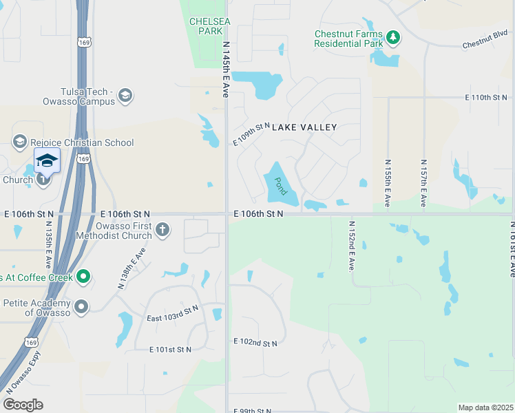 map of restaurants, bars, coffee shops, grocery stores, and more near 10602 North 146th East Avenue in Owasso