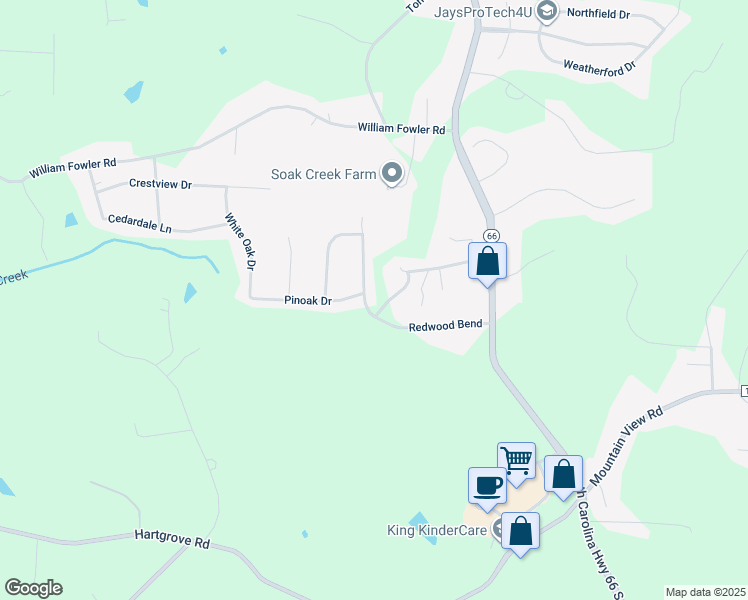 map of restaurants, bars, coffee shops, grocery stores, and more near 200 Redwood Bend in King