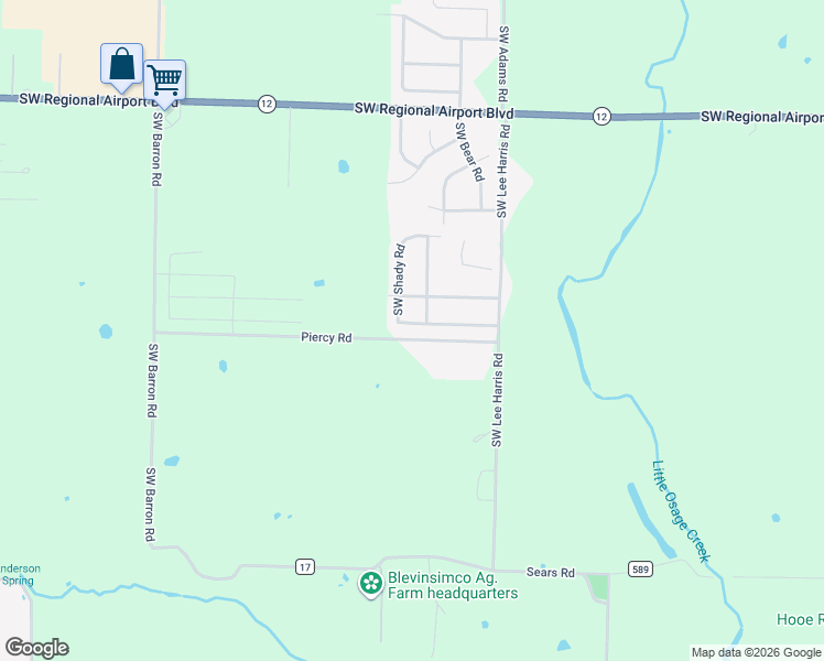 map of restaurants, bars, coffee shops, grocery stores, and more near 6411 Southwest Meadow Well Avenue in Bentonville