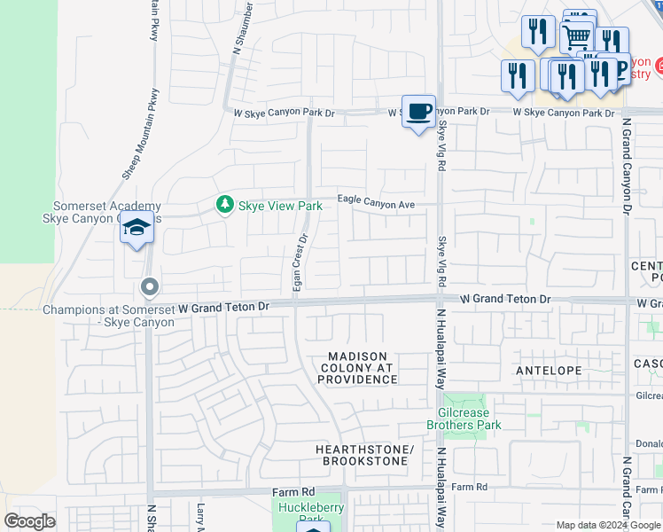 map of restaurants, bars, coffee shops, grocery stores, and more near 10271 Bark Pine Court in Las Vegas