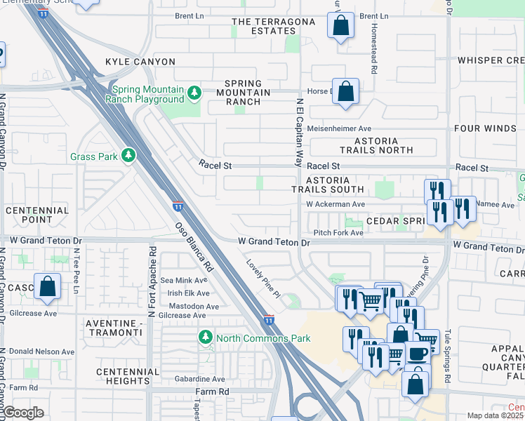 map of restaurants, bars, coffee shops, grocery stores, and more near 8896 Happy Stream Avenue in Las Vegas