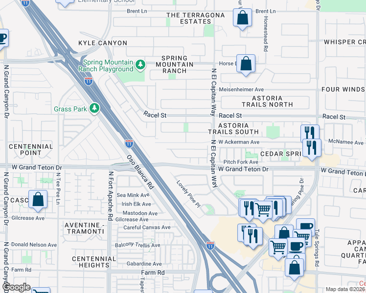 map of restaurants, bars, coffee shops, grocery stores, and more near 8908 Happy Stream Avenue in Las Vegas