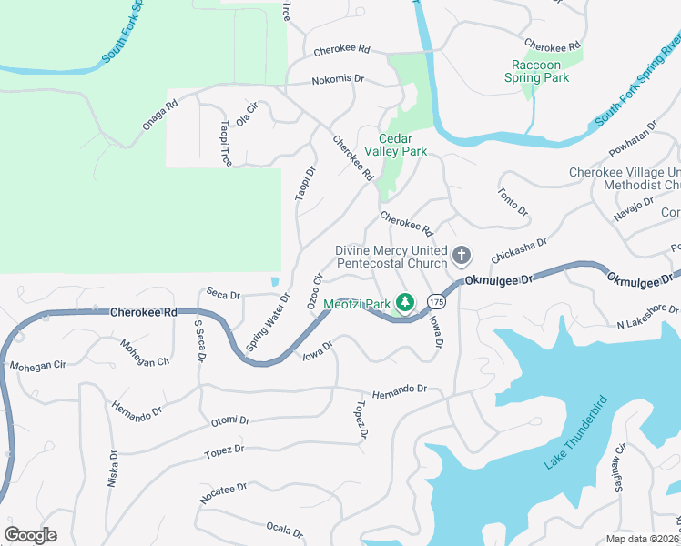 map of restaurants, bars, coffee shops, grocery stores, and more near 14 Ozoo Road in Cherokee Village