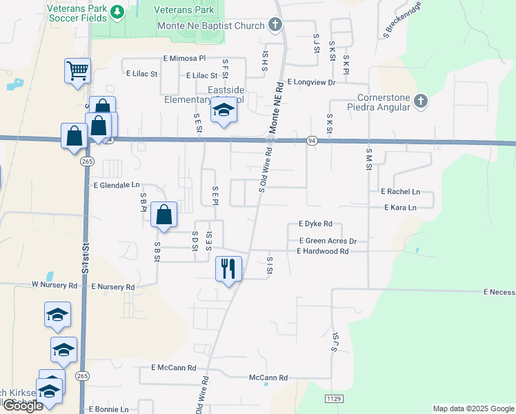 map of restaurants, bars, coffee shops, grocery stores, and more near 806 East Kara Lane in Rogers