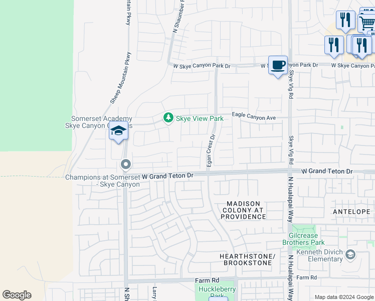 map of restaurants, bars, coffee shops, grocery stores, and more near 10461 Skye Summit Avenue in Las Vegas