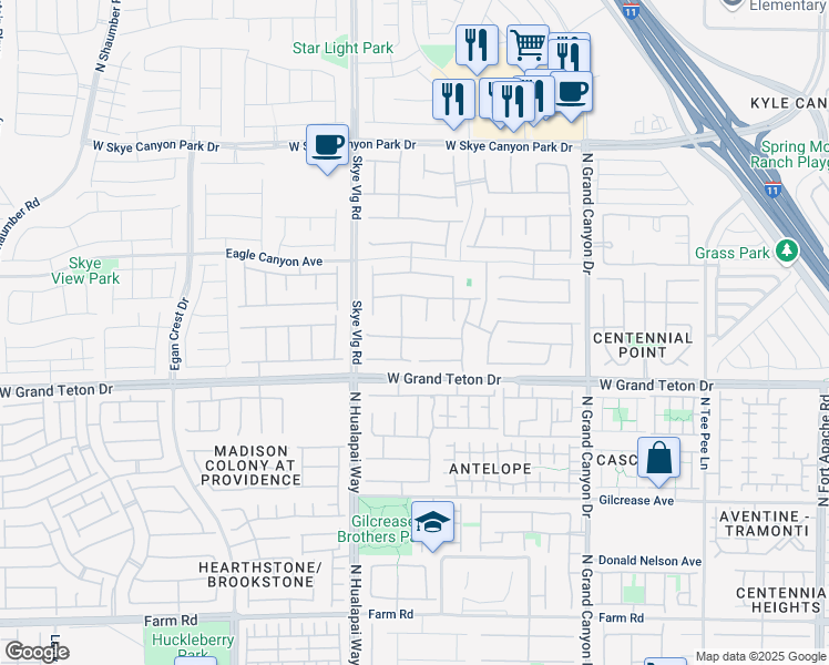 map of restaurants, bars, coffee shops, grocery stores, and more near 9974 Desert Bighorn Court in Las Vegas