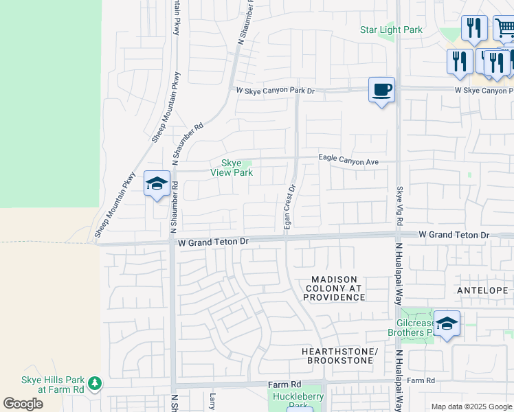 map of restaurants, bars, coffee shops, grocery stores, and more near 10461 Skye Summit Avenue in Las Vegas