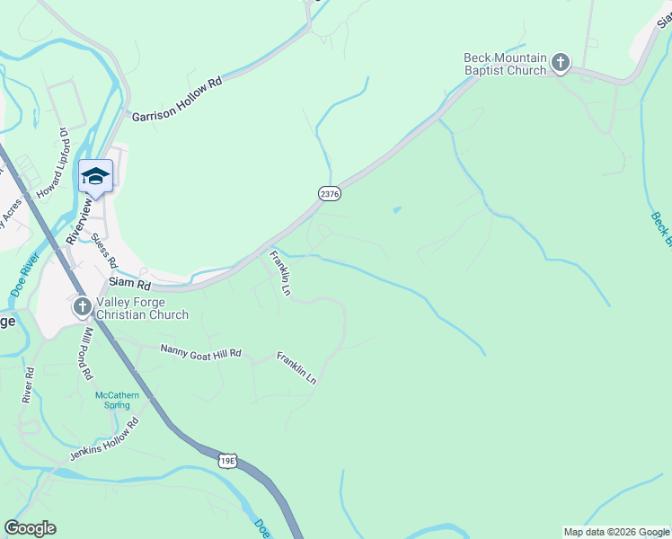 map of restaurants, bars, coffee shops, grocery stores, and more near 206 Franklin Lane in Elizabethton