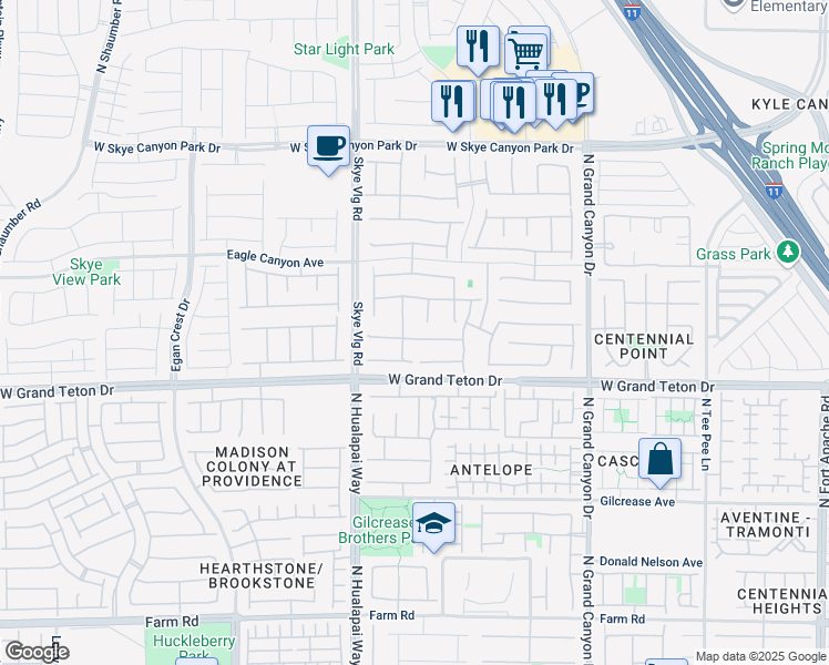 map of restaurants, bars, coffee shops, grocery stores, and more near 9974 Desert Bighorn Court in Las Vegas