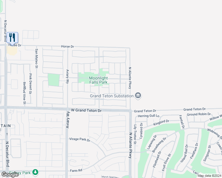 map of restaurants, bars, coffee shops, grocery stores, and more near 8120 Hamilton Falls Street in North Las Vegas