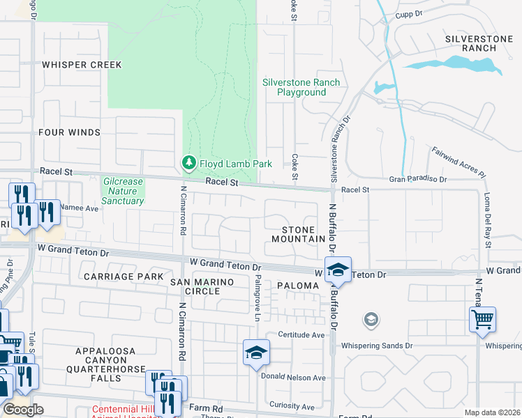 map of restaurants, bars, coffee shops, grocery stores, and more near 8149 Villa De La Playa Street in Las Vegas