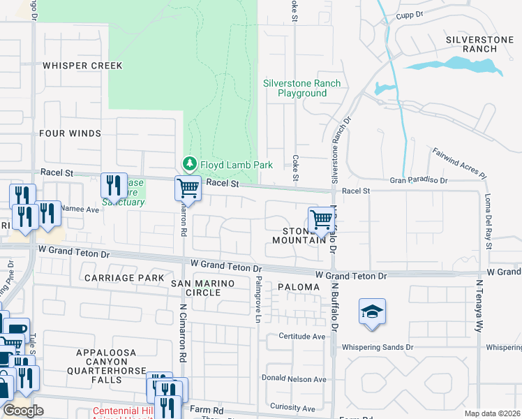 map of restaurants, bars, coffee shops, grocery stores, and more near 8149 Villa De La Playa Street in Las Vegas