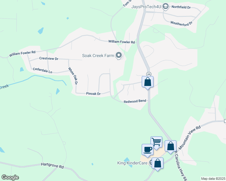 map of restaurants, bars, coffee shops, grocery stores, and more near 200 Redwood Bend in King