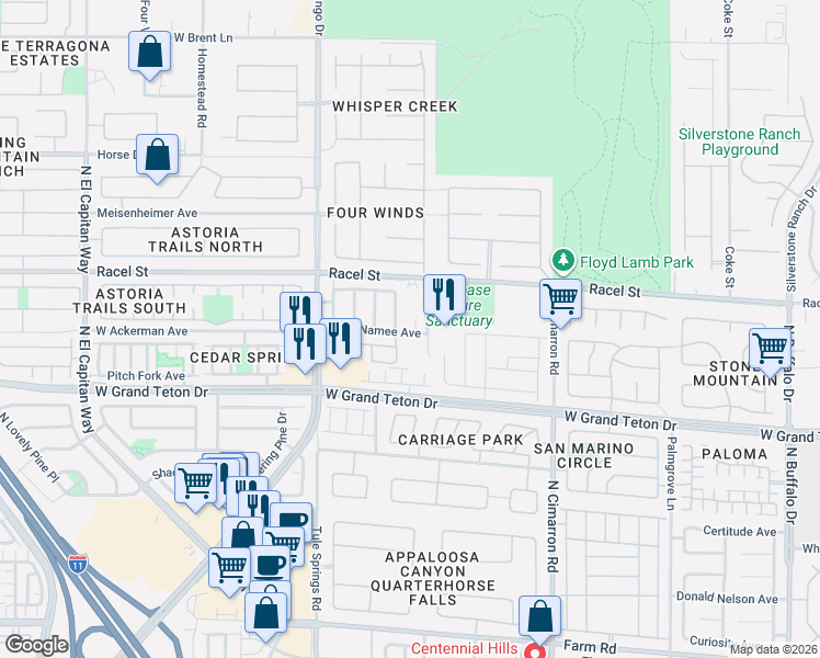 map of restaurants, bars, coffee shops, grocery stores, and more near 8187 Al Carrison Street in Las Vegas