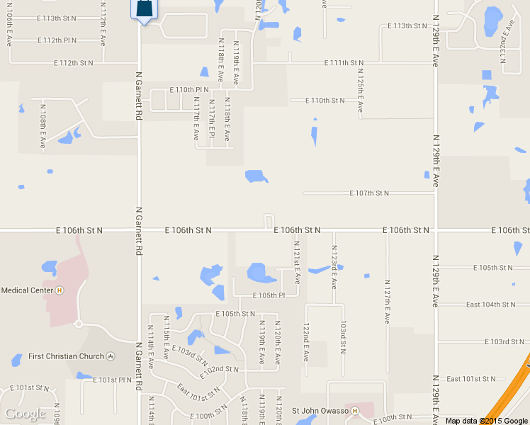 map of restaurants, bars, coffee shops, grocery stores, and more near 12001 E 106th Street North in Owasso