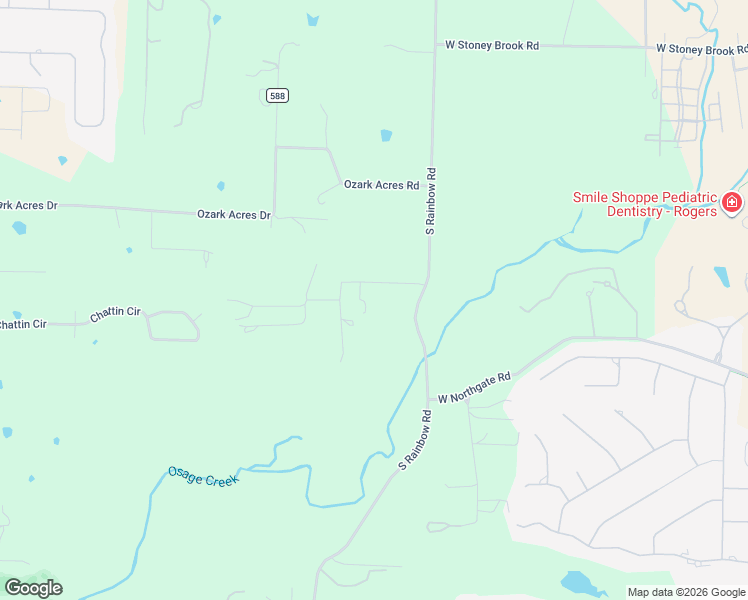 map of restaurants, bars, coffee shops, grocery stores, and more near 1301 Sunbridge Lane in Rogers