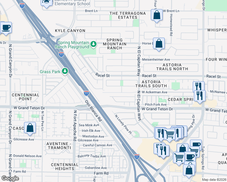 map of restaurants, bars, coffee shops, grocery stores, and more near 9013 Crooked Shell Avenue in Las Vegas