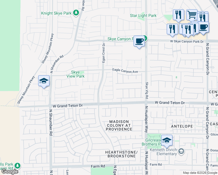 map of restaurants, bars, coffee shops, grocery stores, and more near 10281 Lodge Pine Avenue in Las Vegas