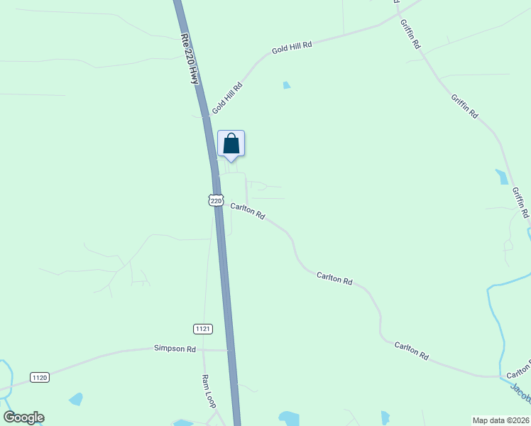 map of restaurants, bars, coffee shops, grocery stores, and more near 119 Carlton Park Drive in Stokesdale